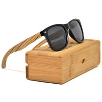 Zebra wood classic style sunglasses with black polarized lenses - SAKLIC